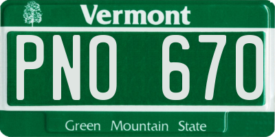 VT license plate PNO670