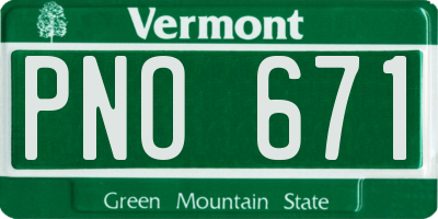 VT license plate PNO671