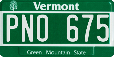 VT license plate PNO675
