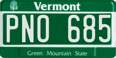 VT license plate PNO685