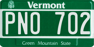 VT license plate PNO702