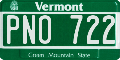 VT license plate PNO722