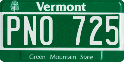 VT license plate PNO725