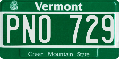 VT license plate PNO729