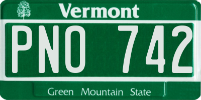 VT license plate PNO742