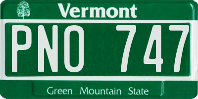 VT license plate PNO747