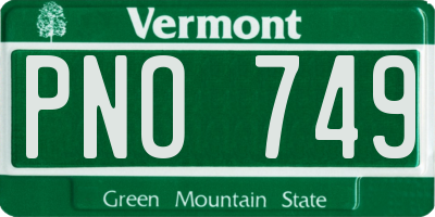 VT license plate PNO749