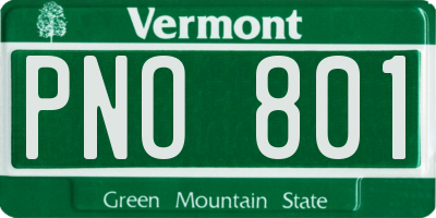 VT license plate PNO801