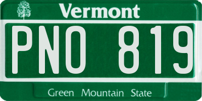 VT license plate PNO819