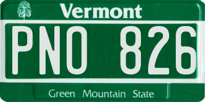 VT license plate PNO826