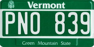 VT license plate PNO839