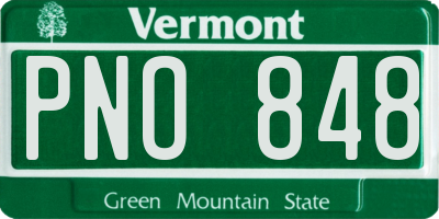VT license plate PNO848