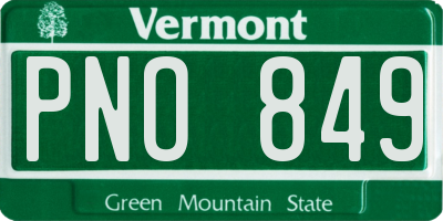 VT license plate PNO849