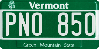 VT license plate PNO850