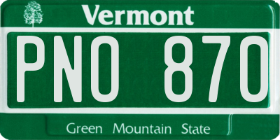 VT license plate PNO870