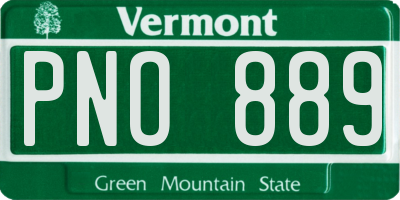 VT license plate PNO889