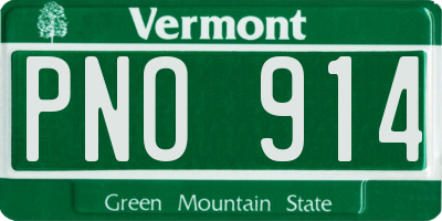 VT license plate PNO914