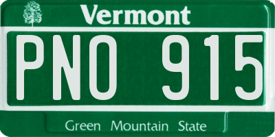 VT license plate PNO915