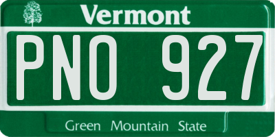 VT license plate PNO927