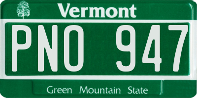 VT license plate PNO947