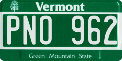 VT license plate PNO962