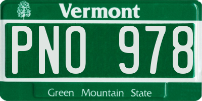 VT license plate PNO978