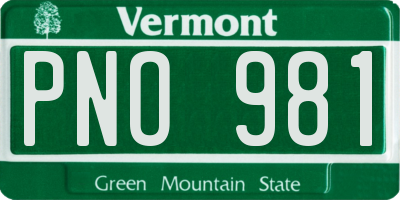 VT license plate PNO981