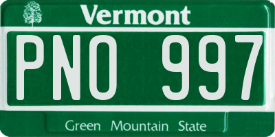 VT license plate PNO997