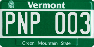 VT license plate PNP003