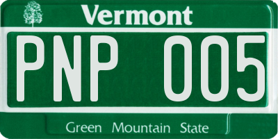 VT license plate PNP005