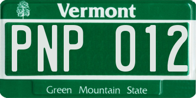 VT license plate PNP012