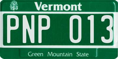 VT license plate PNP013