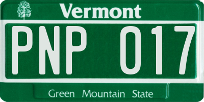 VT license plate PNP017