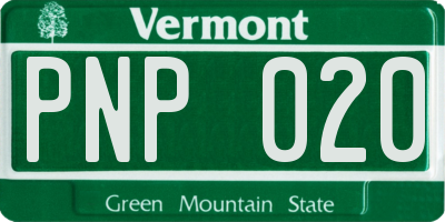 VT license plate PNP020