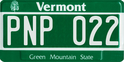 VT license plate PNP022