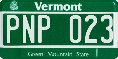 VT license plate PNP023
