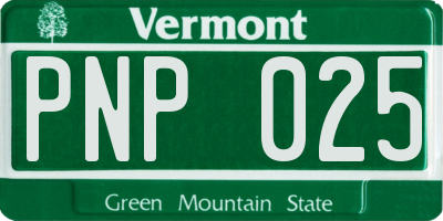VT license plate PNP025