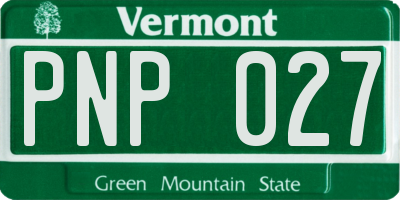VT license plate PNP027