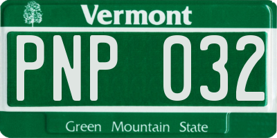VT license plate PNP032