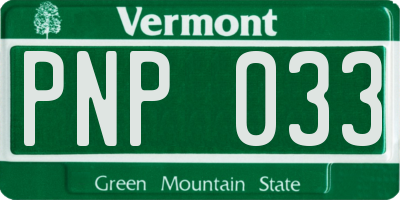 VT license plate PNP033