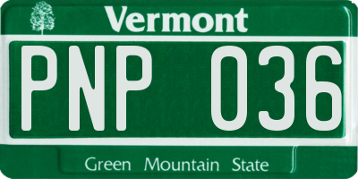 VT license plate PNP036