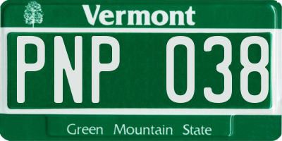 VT license plate PNP038