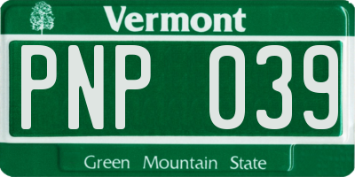 VT license plate PNP039