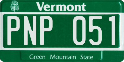 VT license plate PNP051