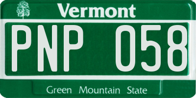 VT license plate PNP058