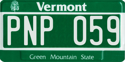 VT license plate PNP059