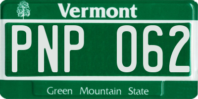 VT license plate PNP062