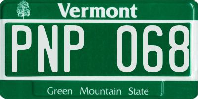 VT license plate PNP068