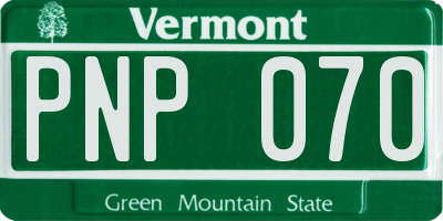 VT license plate PNP070
