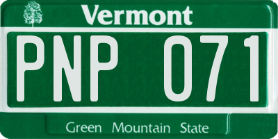 VT license plate PNP071